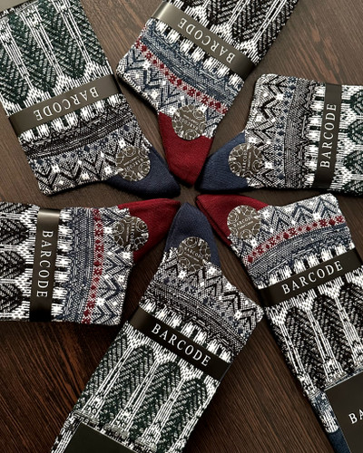 جوراب ساقدار مردانه بارکد طرح cedar pattern